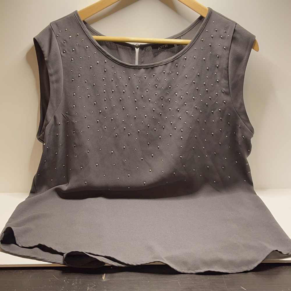 Used large apt 9 grey studded blouse
